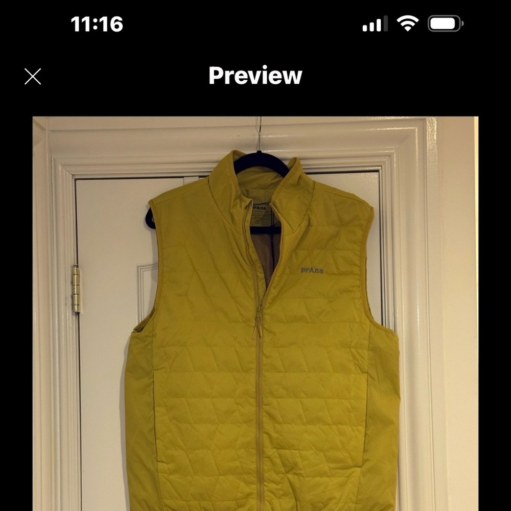 Prana Yellow Quilted Men's Vest